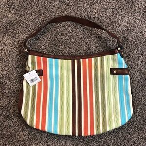 NWT Liz Claiborne Leather Trimmed Broadway Handbag